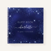 Gastenboek verjaardag marineblauwe glitters glitte notitieboek (Voorkant)