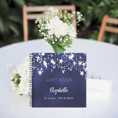 Gastenboek verjaardag navy blauw wit sterren naam notitieboek