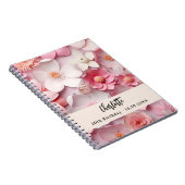 Gastenboek verjaardag roze wit bloemetjes naam notitieboek (Rechterzijde)