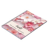 Gastenboek verjaardag roze wit bloemetjes naam notitieboek (Linkerzijde)