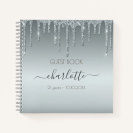 Gastenboek verjaardag Silver Textures glitter luxe Notitieboek