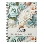 Gastenboek verjaardag stoffige groene crème naam notitieboek (Voorkant)