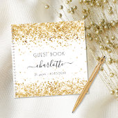 Gastenboek verjaardag wit goud glitter monogram notitieboek