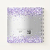Gastenboek verjaardag zilveren violet glitter naam notitieboek (Achterkant)