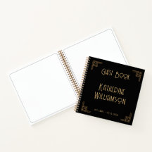 Gastenboek Verjaardag Zwart Goud Art Deco