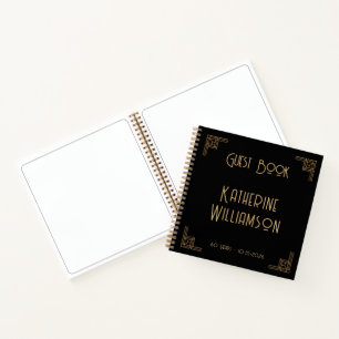 Gastenboek Verjaardag Zwart Goud Art Deco Notitieboek
