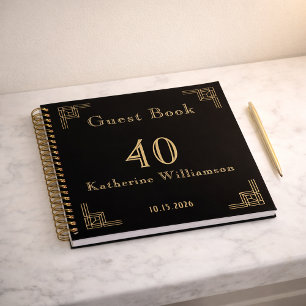 Gastenboek Verjaardag Zwart Goud Art Deco Notitieboek