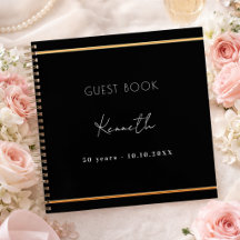 Gastenboek verjaardag zwart goud minimalistisch