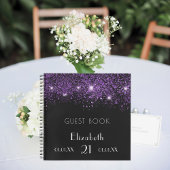 Gastenboek verjaardag zwart paars glitters monogra notitieboek
