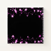 Gastenboek verjaardag zwart roze sterren naam notitieboek (Achterkant)