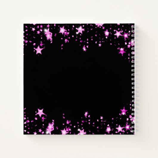 Gastenboek verjaardag zwart roze sterren naam notitieboek (Achterkant)