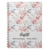 Gastenboek verjaardagsbloemen roze witte naam notitieboek (Voorkant)