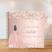 Gastenboek verjaardagsfeestjurk roos gouden glitte notitieboek