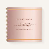 Gastenboek verjaardagsgoud roos elegant notitieboek (Voorkant)