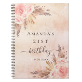 Gastenboek verjaardagspampas gras roos goud notitieboek (Voorkant)