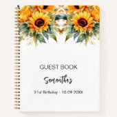 Gastenboek verjaardagszonnebloemen waterverf notitieboek (Voorkant)