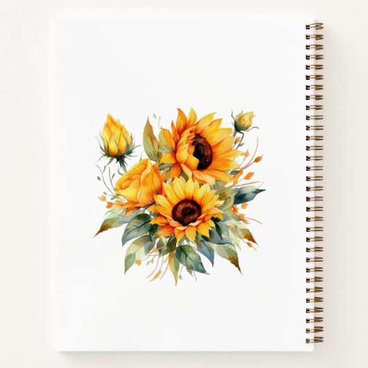 Gastenboek verjaardagszonnebloemen waterverf notitieboek (Achterkant)