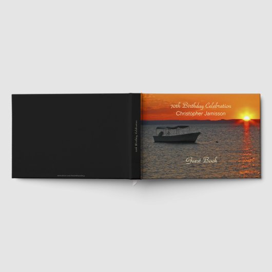 Gastenboek voor 70e verjaardagsfeest, visboot (Volledig)