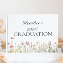 Gastenboek voor afstuderen met wilde bloemen en fo