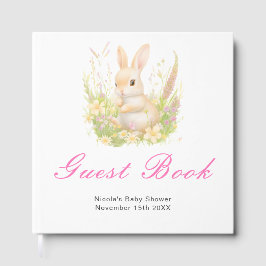 Gastenboek voor babyborrel met lentekonijn