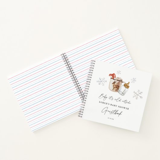 Gastenboek voor babyborrel met warme chocolademelk notitieboek (Binnen)