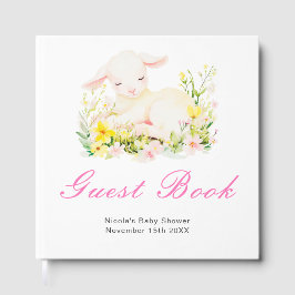 Gastenboek voor babyshower met lentelammetje