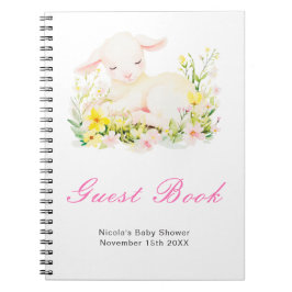Gastenboek voor babyshower met lentelammetje notitieboek
