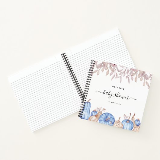 Gastenboek voor babyshower met vallende pompoenbla notitieboek (Binnen)