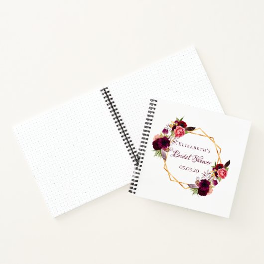 Gastenboek vrijgezellenfeest florals bordeaux wit notitieboek (Binnen)