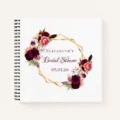 Gastenboek vrijgezellenfeest florals bordeaux wit notitieboek (Voorkant)