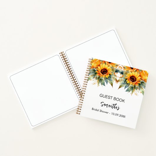 Gastenboek vrijgezellenfeest zonnebloemen waterver notitieboek (Binnen)