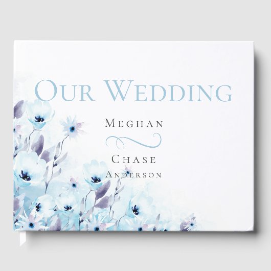 Gastenboek | Waterverf Bleke Blue Anemone Garden (Voorkant)