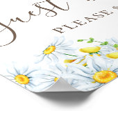 Gastenboek. Waterverf daisy calligraphy bruiloft Poster (Hoek)