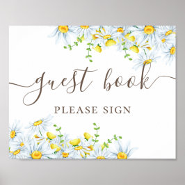 Gastenboek. Waterverf daisy calligraphy bruiloft Poster