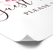 Gastenboek. Waterverf roze bloemenscript bruiloft Poster (Hoek)