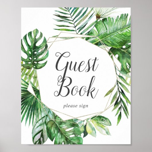 Gastenboek Wild Tropisch Palm Bord Poster (Voorkant)