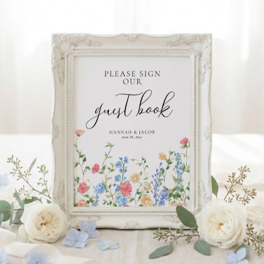 Gastenboek Wilde Bloem Bruiloftsbord Poster
