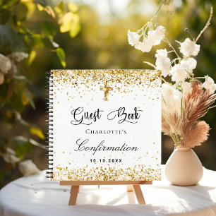 Gastenboekbevestiging witgouden confetti notitieboek