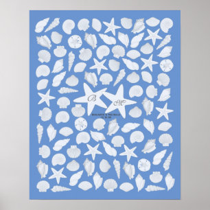 Gastenboekposter met schelpen - 100 ruimtes poster