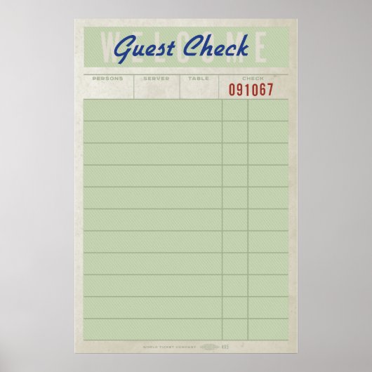 Gastenbon – Kunstprint op muur met vintage dinerbo Poster (Voorkant)