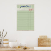 Gastenbon – Kunstprint op muur met vintage dinerbo Poster (Keuken)