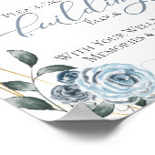 Gastenbouwsteen Stoffig Blauw Bloemen Teken Poster (Hoek)