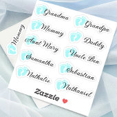 Gastenlijst 10 Namen Calligrafie Blauwe Voetafdruk Sticker