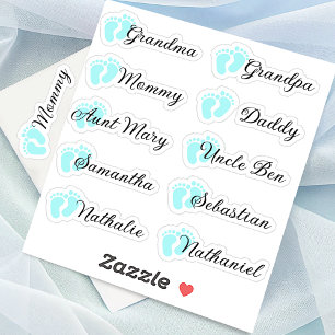 Gastenlijst 10 Namen Calligrafie Blauwe Voetafdruk Sticker