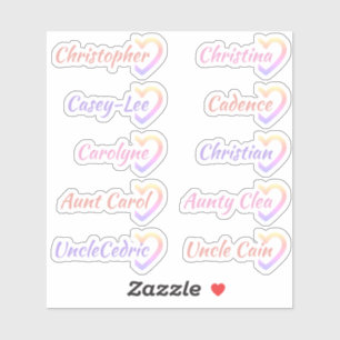 Gastenlijst 10 Namen Calligrafie Halve Hart Roze Sticker