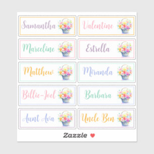Gastenlijst 10 Namen Calligrafie Pastel Boeket Sticker