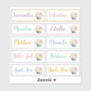 Gastenlijst 10 Namen Calligrafie Pastel Boeket Sticker