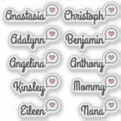 Gastenlijst 10 Namen Grappig Fun Pink Speech Bubbl Sticker (Voorkant)