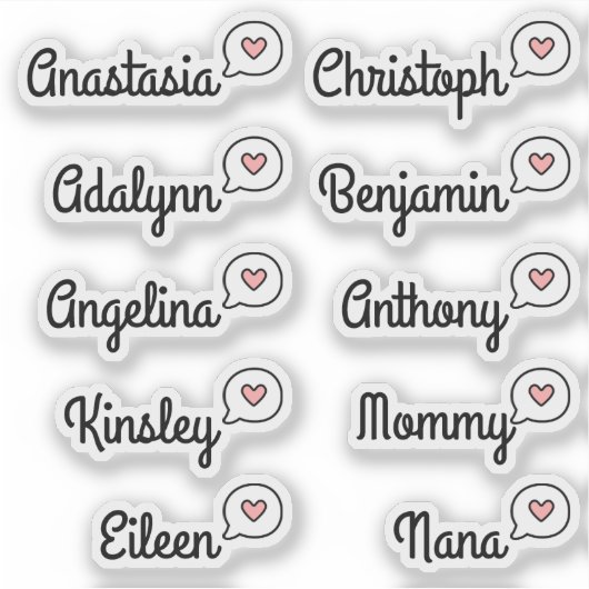 Gastenlijst 10 Namen Grappig Fun Pink Speech Bubbl Sticker (Voorkant)