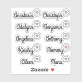 Gastenlijst 10 Namen Grappig Fun Pink Speech Bubbl Sticker (Vel)